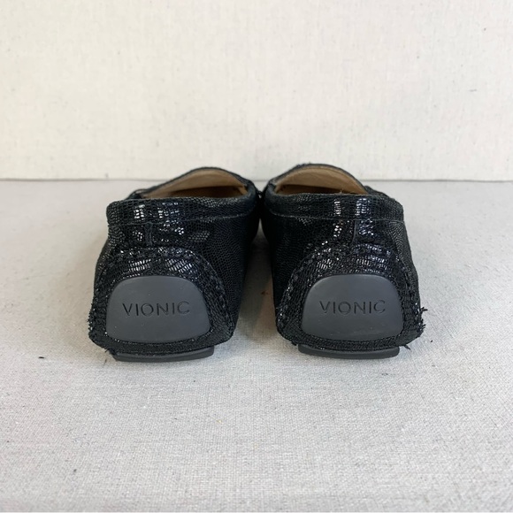Vionic Sydney Leather Reptile Embossed Black Sparkle Loafers/Flats - Size 8 - Picture 6 of 16